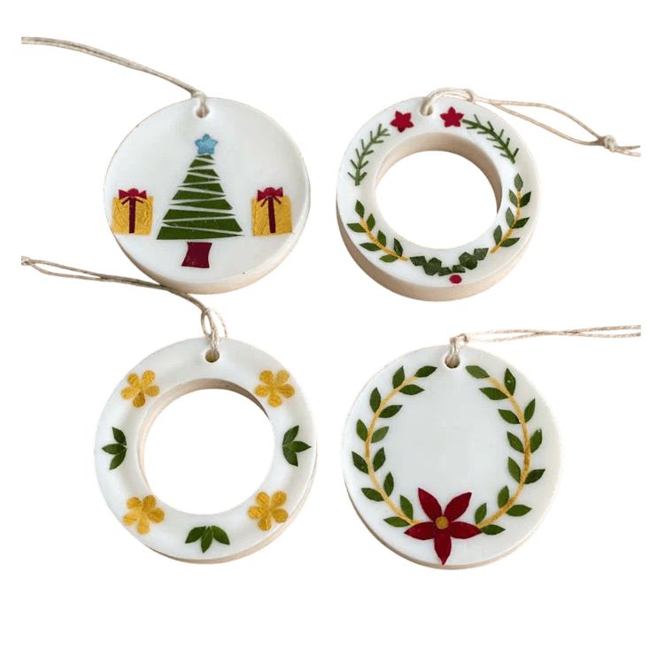 MARBLE TREE ART HANGING HAND PRINT (NATURAL) SET OF 4